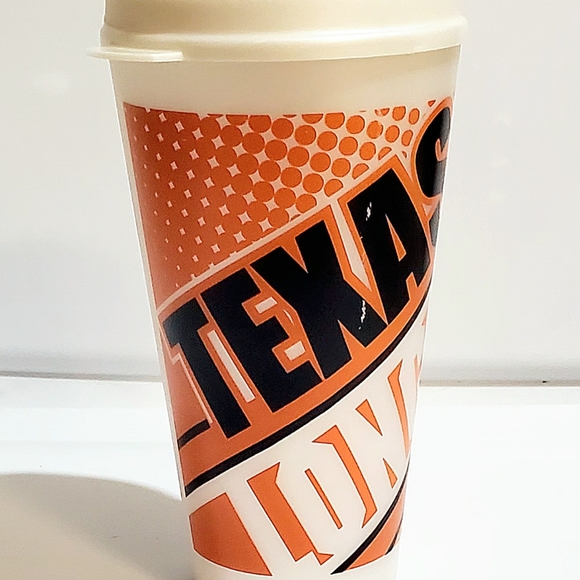 TEXAS LONGHORNS LARGE PLASTIC TUMBLER/TRAVEL MUG. THERMOSERVE. LICENSED PRODUCT - Picture 2 of 11